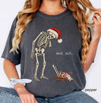 Funny Skeleton Christmas Shirt | Spilled Coffee Santa Hat Relatable Gift
