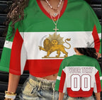 Iran Lion & Sun Flag 2026 World Cup Women's Custom Cropped Soccer Jersey