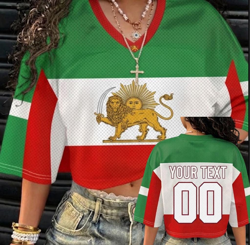 Iran Lion & Sun Flag 2026 World Cup Women's Custom Cropped Soccer Jersey