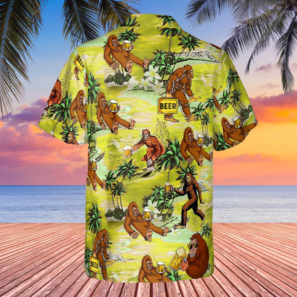 Bigfoot Sasquatch Drink Beer American Vintage Cool Design - Aloha Hawaiian Shirts For Men