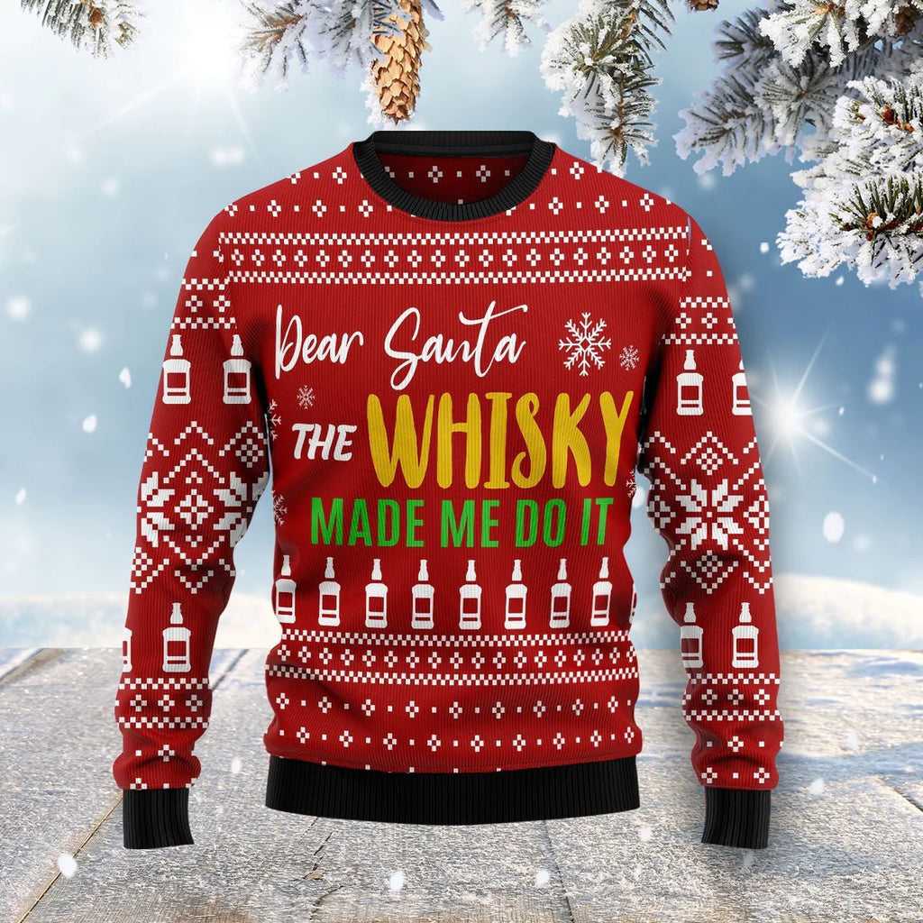 The Whiskey Made Me Do It Funny Ugly Christmas Sweater For Women & Men - Christmas Gift