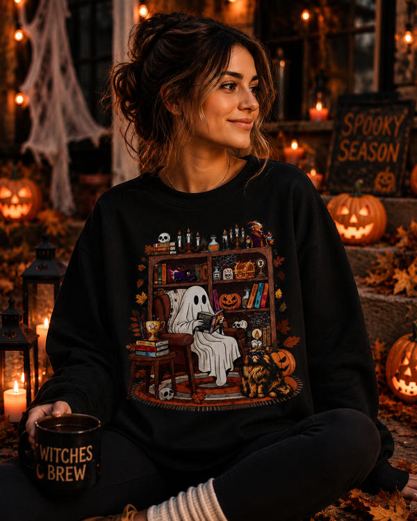 Ghost Reading Book Funny Halloween Shirt