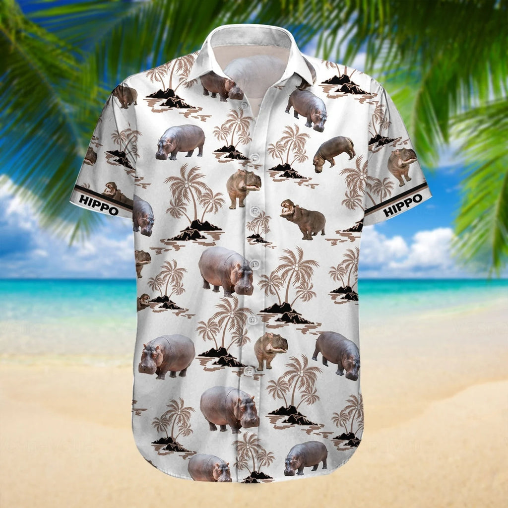 Hippopotamus Hippo Cool Design - Aloha Hawaiian Shirts For Men & For Women