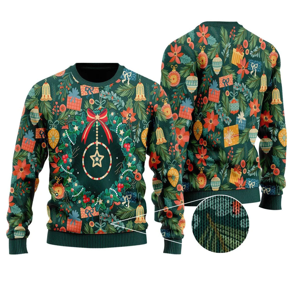 Laurel Wreath Ugly Christmas Sweater For Women & Men - Christmas Gift