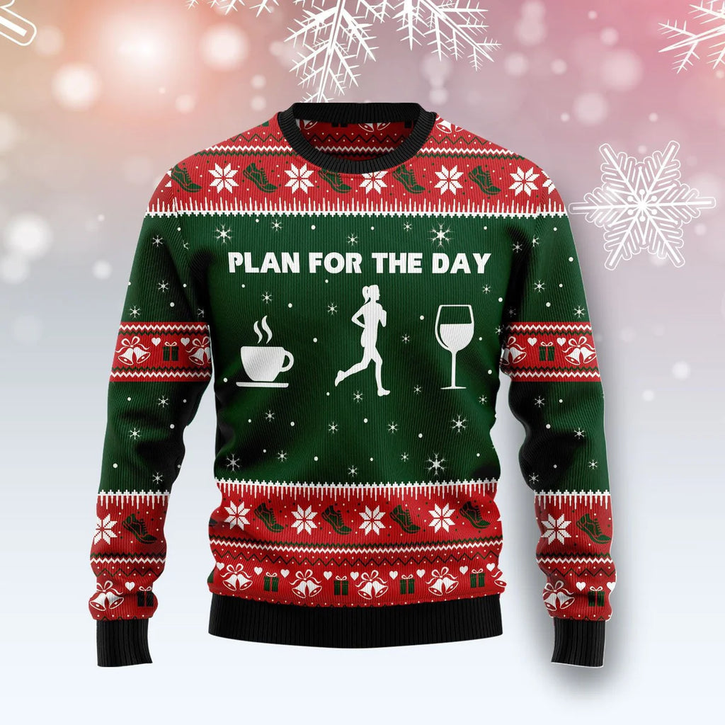Running Eating Sleeping Funny Ugly Christmas Sweater For Women & Men - Christmas Gift