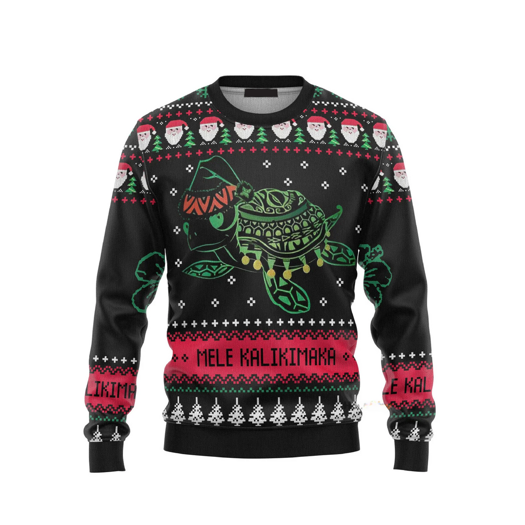Turtle Santa Hat Funny Christmas Sweater For Women & Men - Christmas Gift
