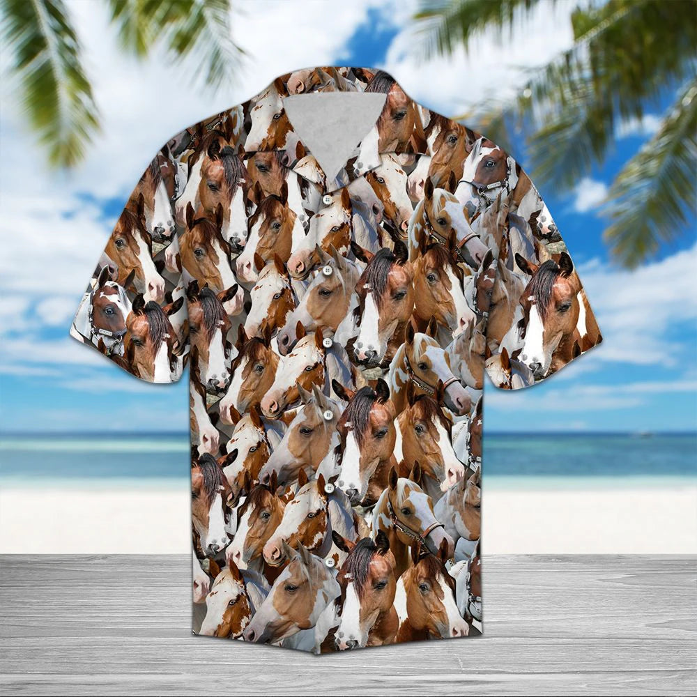 Brown Horses Cool Design - Aloha Hawaiian Shirts For Men & For Women Couples - HAW1274
