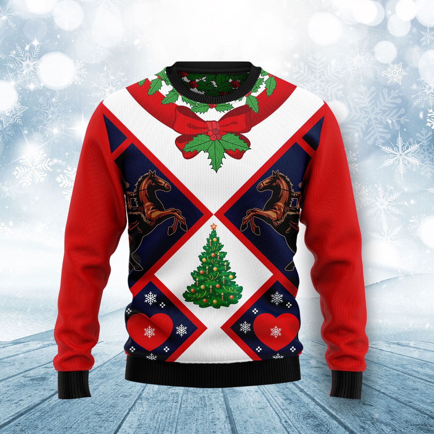 Horse Xmas Funny Ugly Christmas Sweater For Men & Women Adult - Christmas Gifts