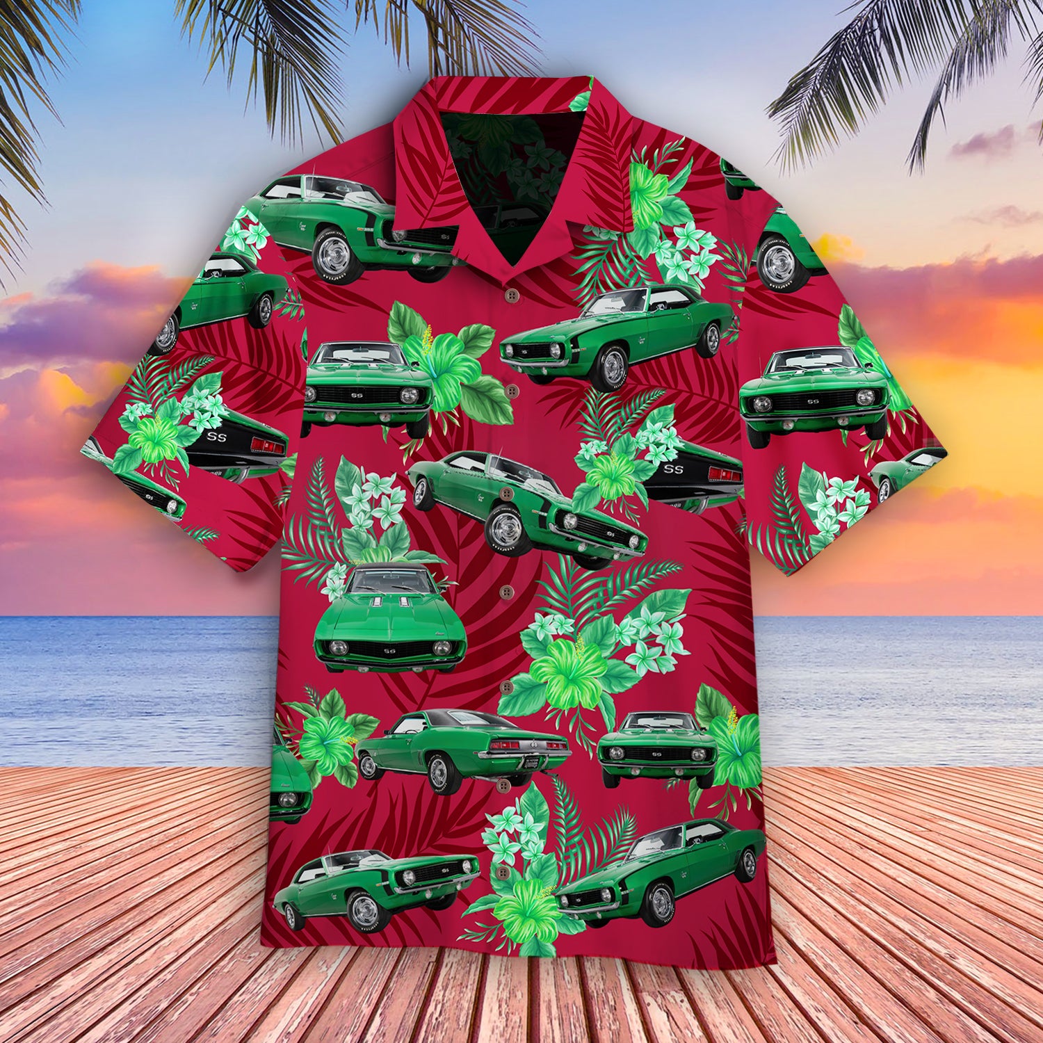 1969 Chevrolet Camaro SS Custom Cool Design - Aloha Hawaiian Shirts For Men- HAW1161