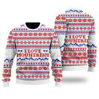 I Love Mountains - Ugly Christmas Sweater For Men & Women Adult -  Mountain Lover Gifts