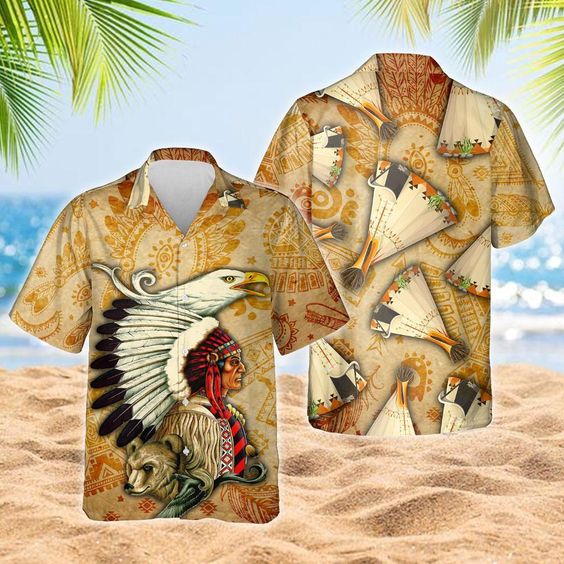 Native American Hawk Hawaiian Shirt  - Aloha Hawaiian Shirts For Men & For Women Couples - HAW1307