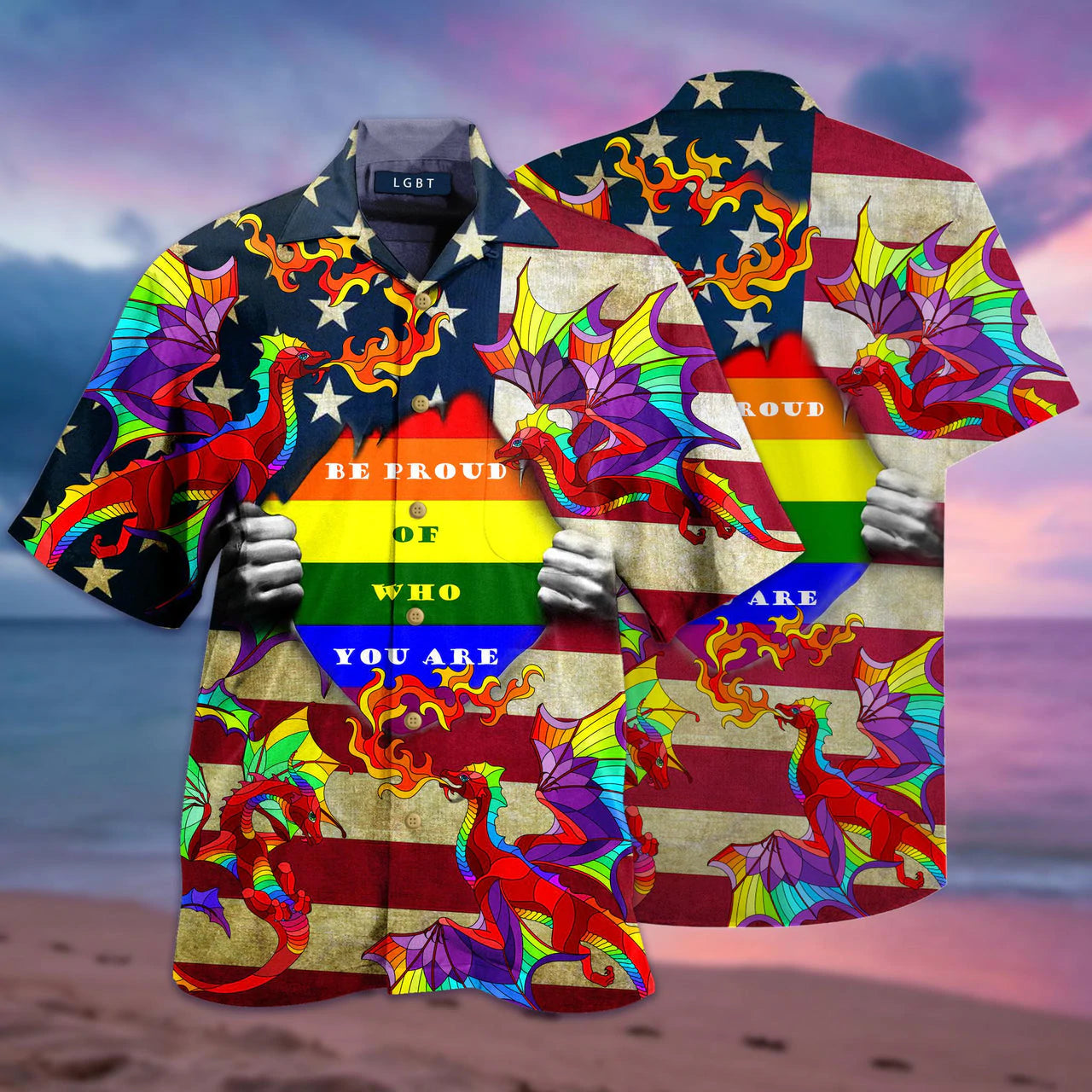 Amazing Rainbow Dragon Aloha Cool Design - Aloha Hawaiian Shirts For Men