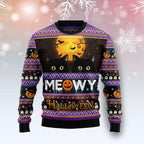Halloween Black Cat Meowy Ugly Christmas Sweater For Men & Women Adult - Christmas Gifts