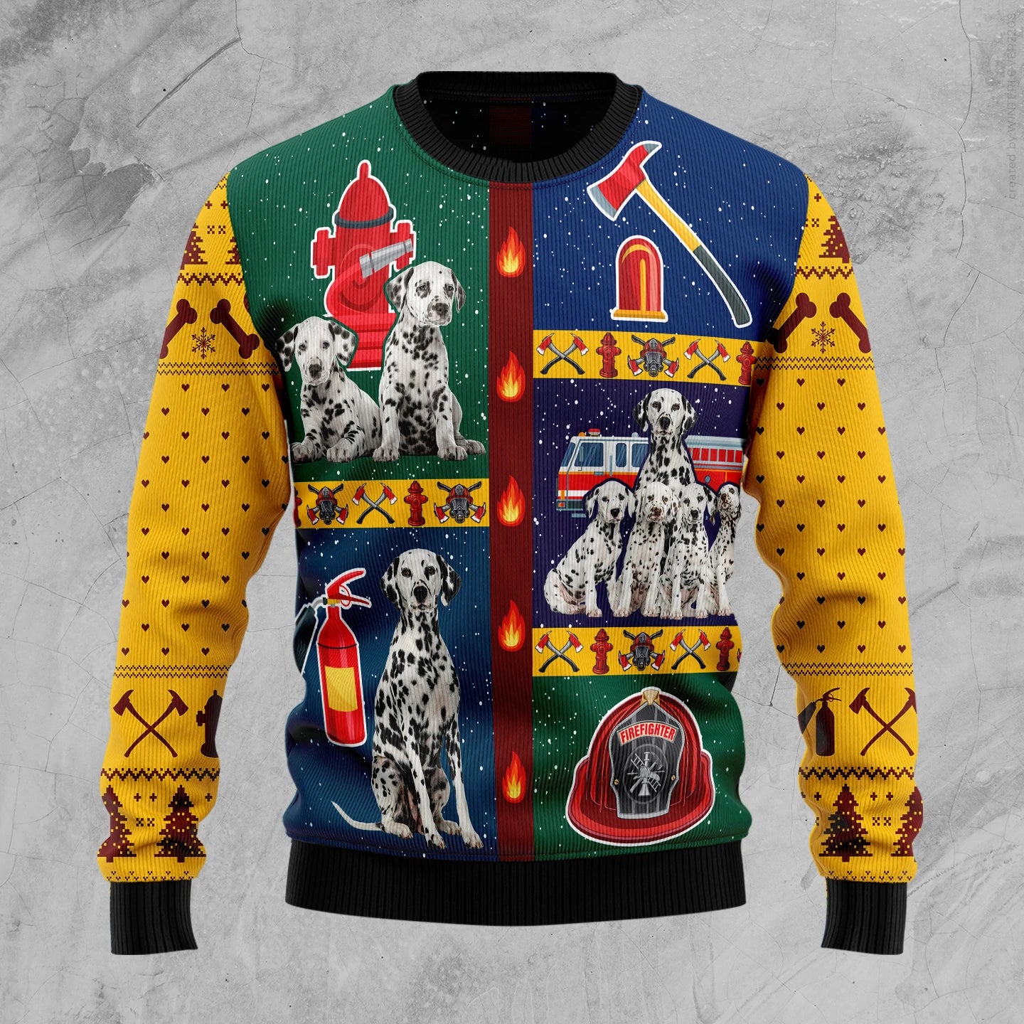 Dalmatian Firefighter Dog Funny Ugly Christmas Sweater For Men & Women Adult - Christmas Gifts