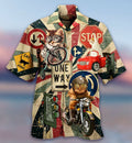 Funny Cat Rides A Motorbike - Aloha Hawaiian Shirts For Men & For Women Couples - HAW1343