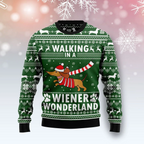Dog Lover Walking In A Wiener Wonderland Funny Ugly Christmas Sweater For Men & Women Adult - Christmas Gifts