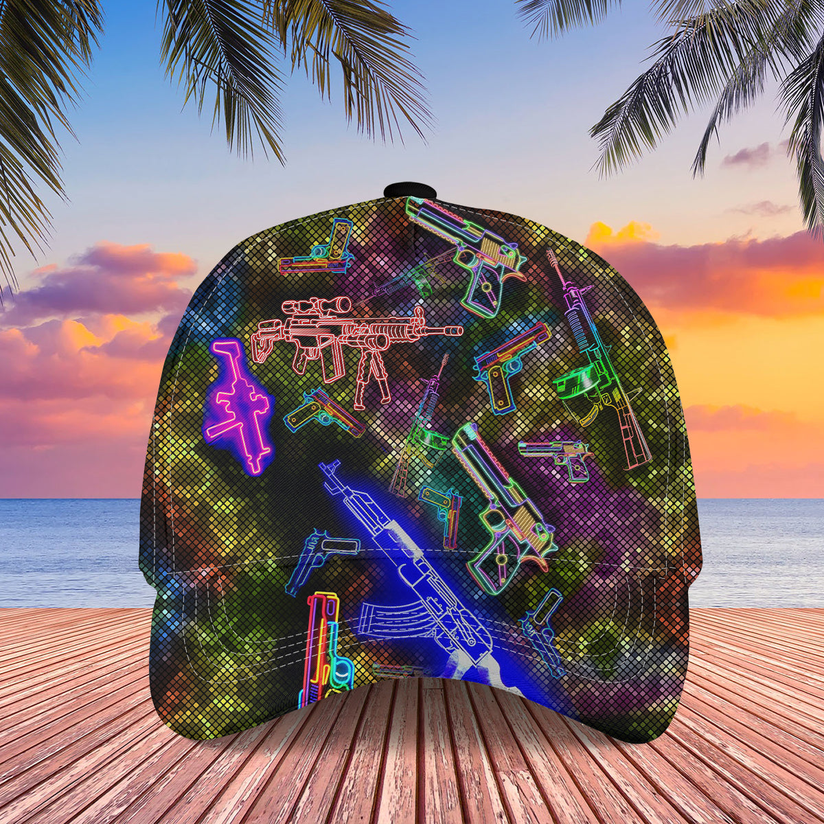 Amazing Neon Guns Cool Design Baseball Custom All Over Print Cap 3D Print  Cap C1007