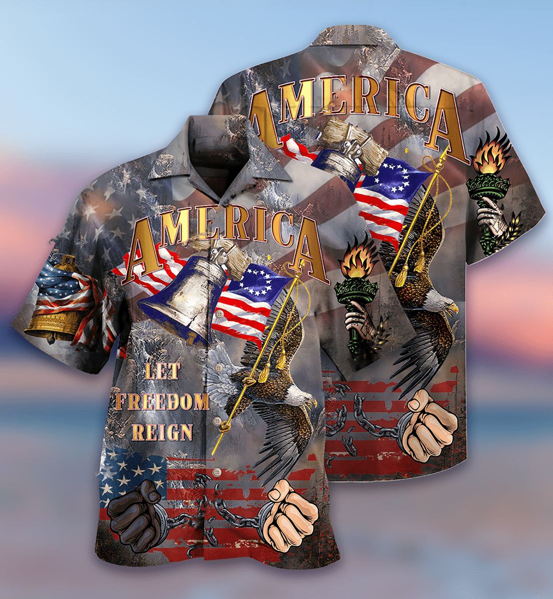 4th Of July Memorial Day Eagle American Flag  - Aloha Hawaiian Shirts For Men & For Women Couples - HAW1349