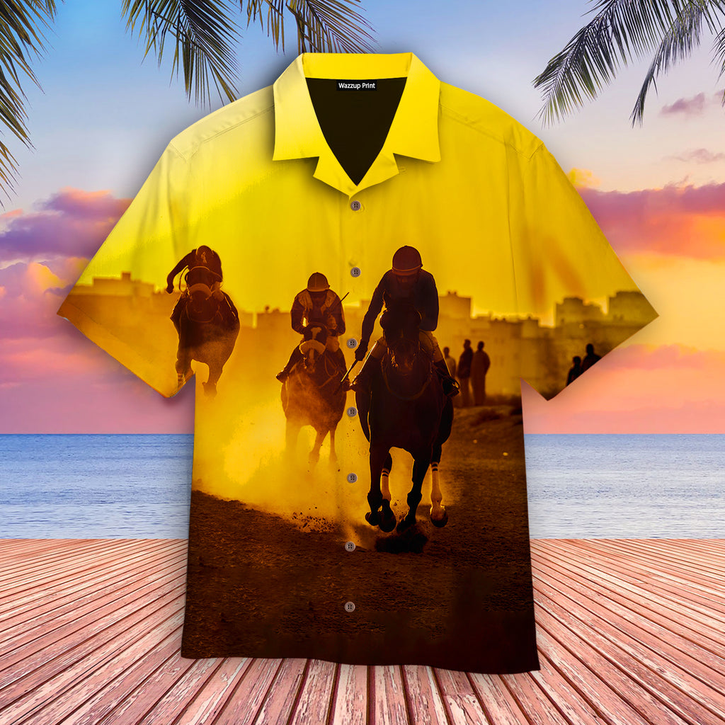 Horse Racing Father's Day Gift - Aloha Hawaiian Shirts For Men & For Women Couples - HAW1286