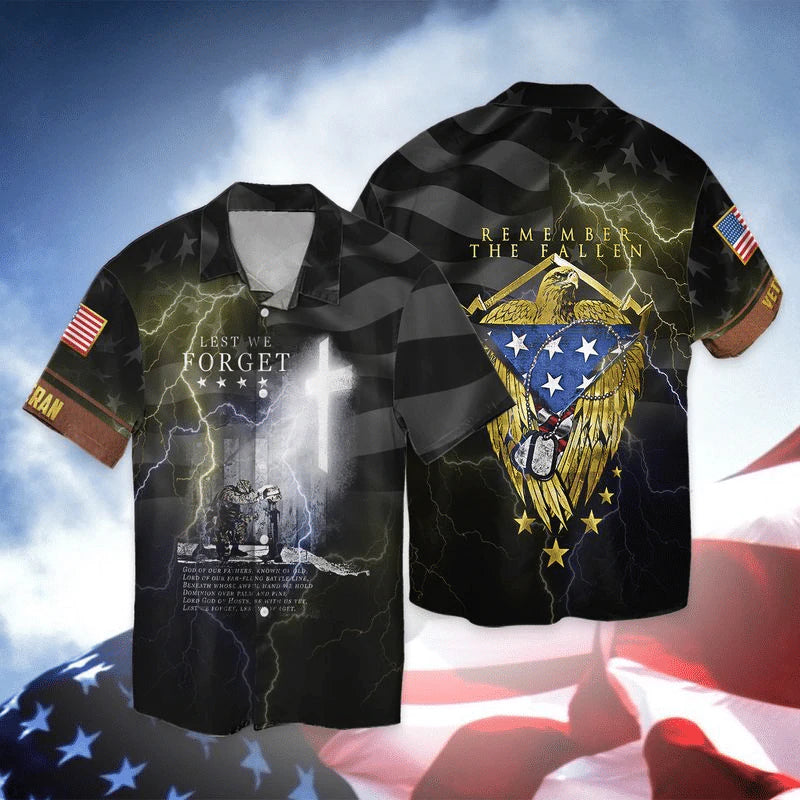 Momerial Day Veteran Lest We Forget Remember The fallen American Cool Design - Aloha Hawaiian Shirts For Men & For Women Couples - HAW1207