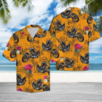 Funny Motor Tropical Flower Hawaiian Shirt  - Aloha Hawaiian Shirts For Men & For Women Couples - HAW1303