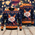 Pizza Cat With Laser Eyes Unisex Ugly Sweater - colorful