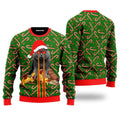 Gray Cat With Laser Eyes and A Slice of Pizza Ugly Sweater - Colorful