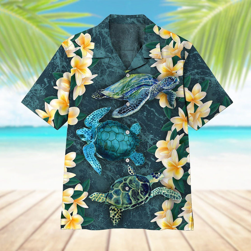 Beautiful Plumeria Turtle Hawaiian Shirt  - Aloha Hawaiian Shirts For Men & For Women Couples - HAW1300