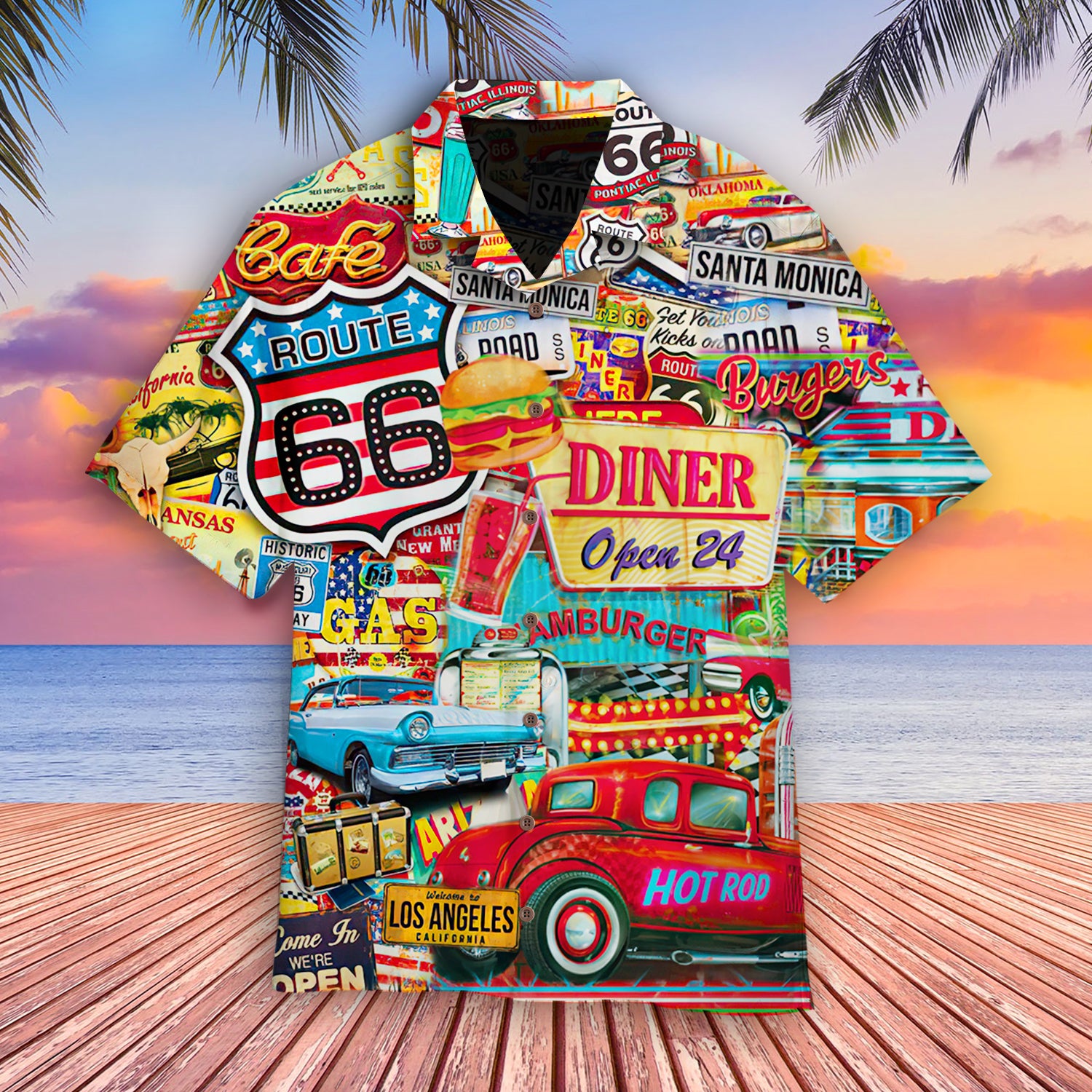 Amazing Route 66 Summer Vibes Cool Design - Aloha Hawaiian Shirts For Men - Men Beach Wear