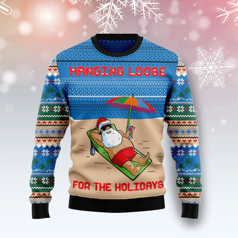 Santa Claus Holiday Funny Ugly Christmas Sweater For Men & Women Adult - Christmas Gifts