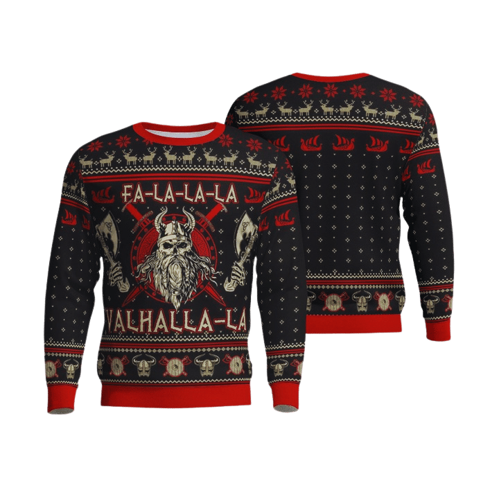 Viking Fa-La-La-La-La Valhalla-La Ugly Christmas Sweater For Men & Women Adult - Christmas Gifts