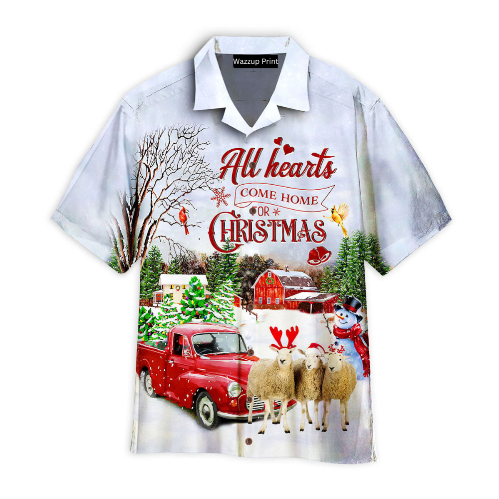 Sheep All Hearts Come Home For Christmas Aloha Hawaiian Shirts For Men & For Women - HAW1516