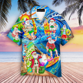 Ho Ho Ho Surfing Funny Stan Claus Aloha Hawaiian Shirts For Men & For Women - HAW1528