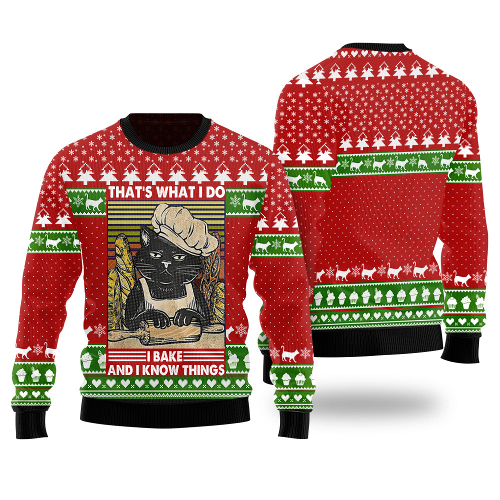 Cat Bakes Know Things Funny Ugly Christmas Sweater Gift For Men & Women Adult - Christmas Gifts
