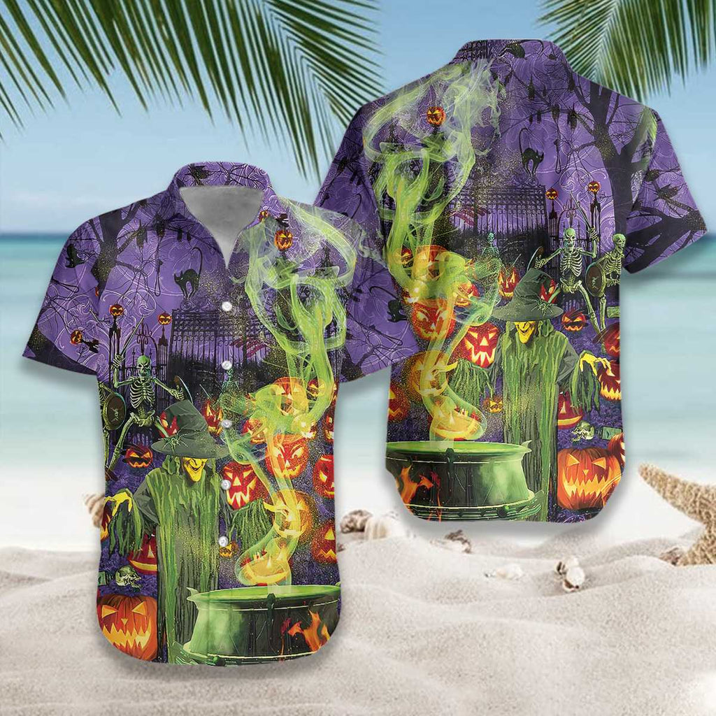 Halloween Fright Night Witch Hour - Aloha Hawaiian Shirts For Men & For Women Couples - HAW1422