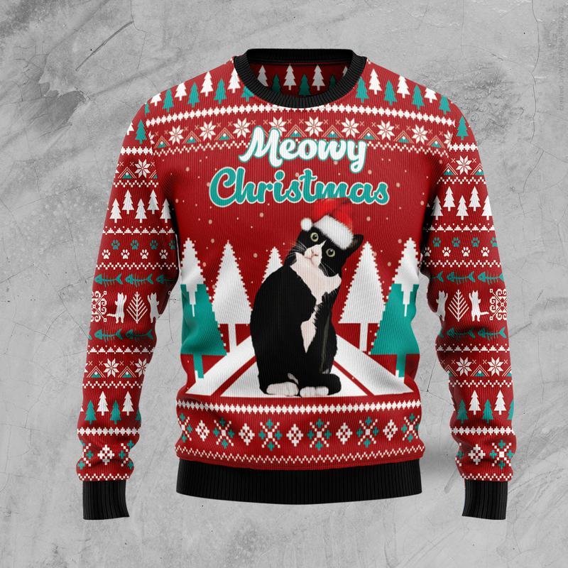 Cute Cat Meowy Funny Ugly Christmas Sweater Gift For Men & Women Adult - Christmas Gifts
