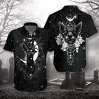 Halloween Wicca Black Cat- Aloha Hawaiian Shirts For Men & For Women Couples - HAW1469